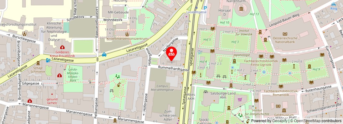 Street map section around the address