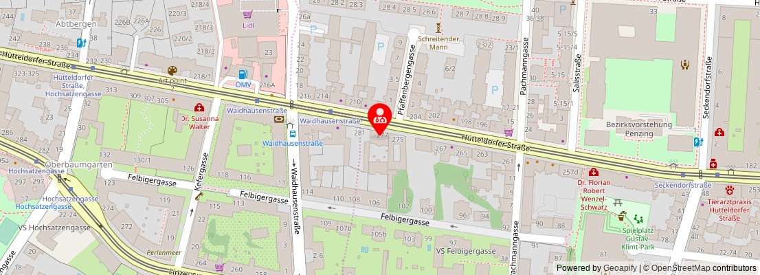 Street map section around the address