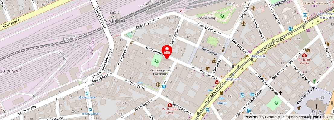 Street map section around the address