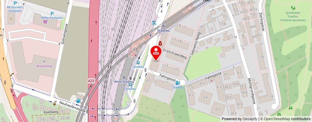Street map section around the address