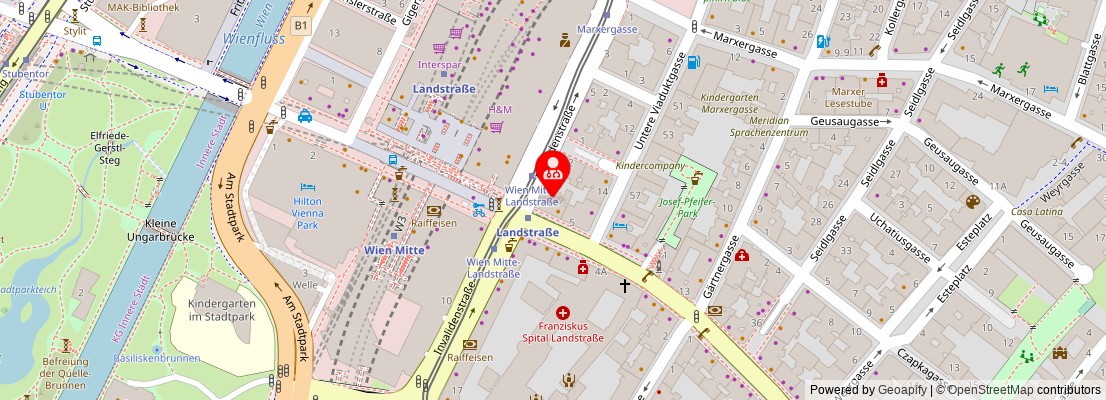 Street map section around the address