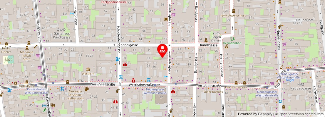Street map section around the address