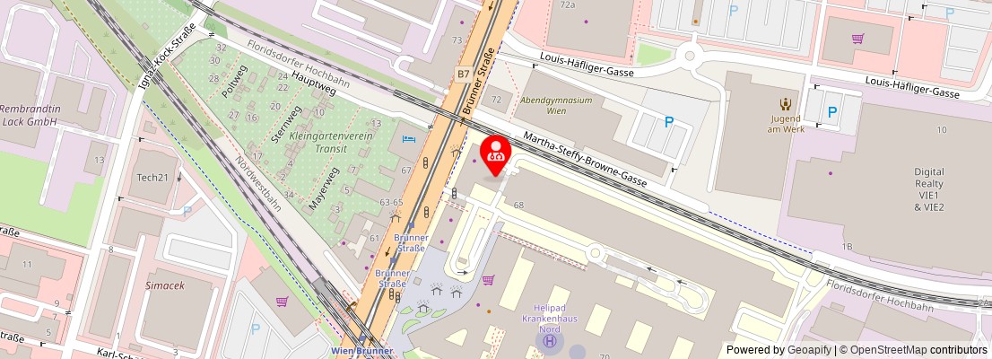Street map section around the address