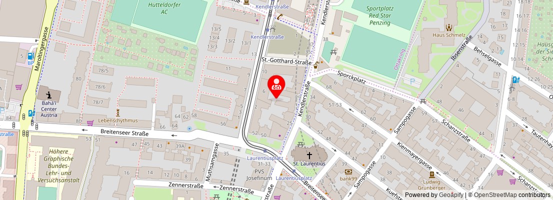 Street map section around the address