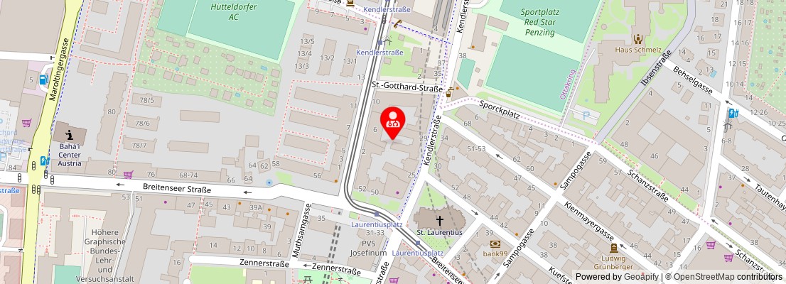 Street map section around the address