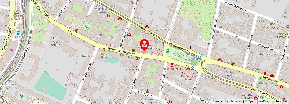 Street map section around the address