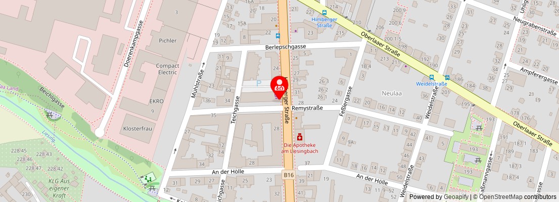 Street map section around the address