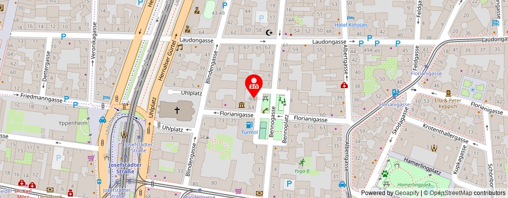 Street map section around the address