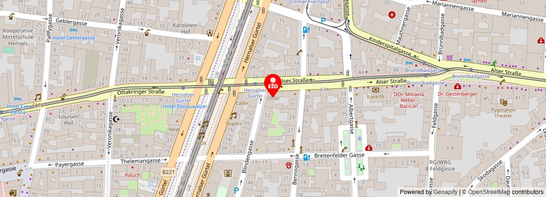 Street map section around the address