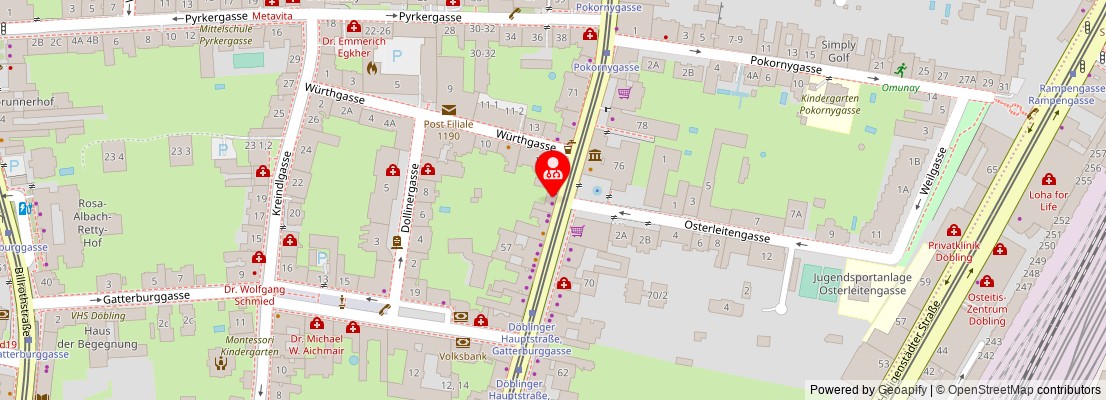 Street map section around the address