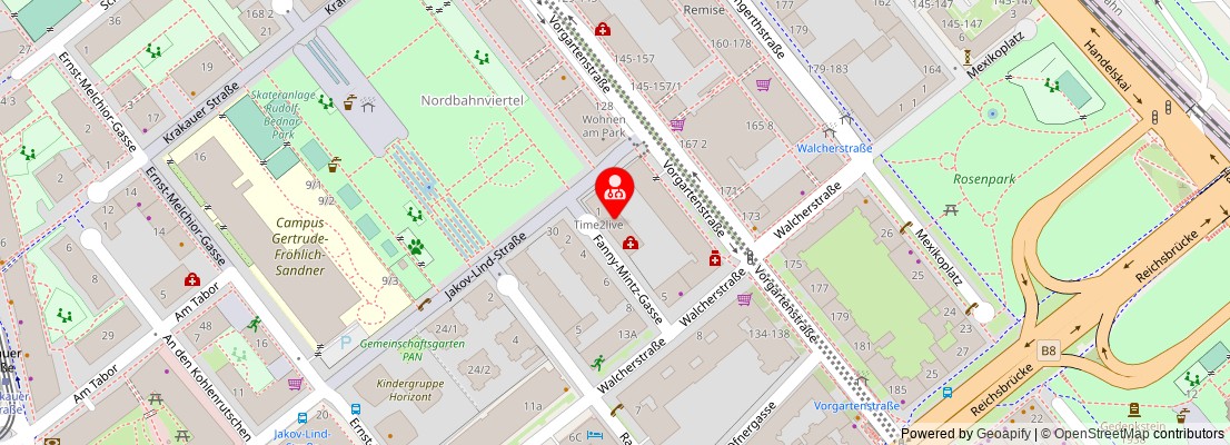 Street map section around the address
