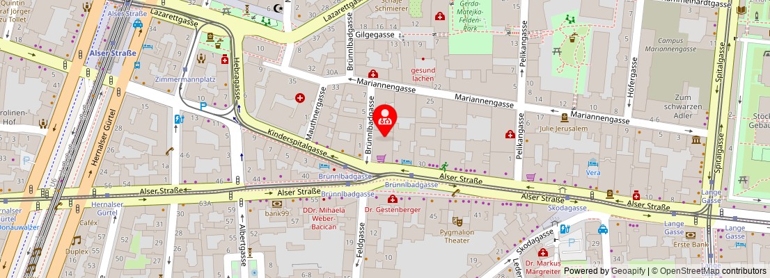 Street map section around the address