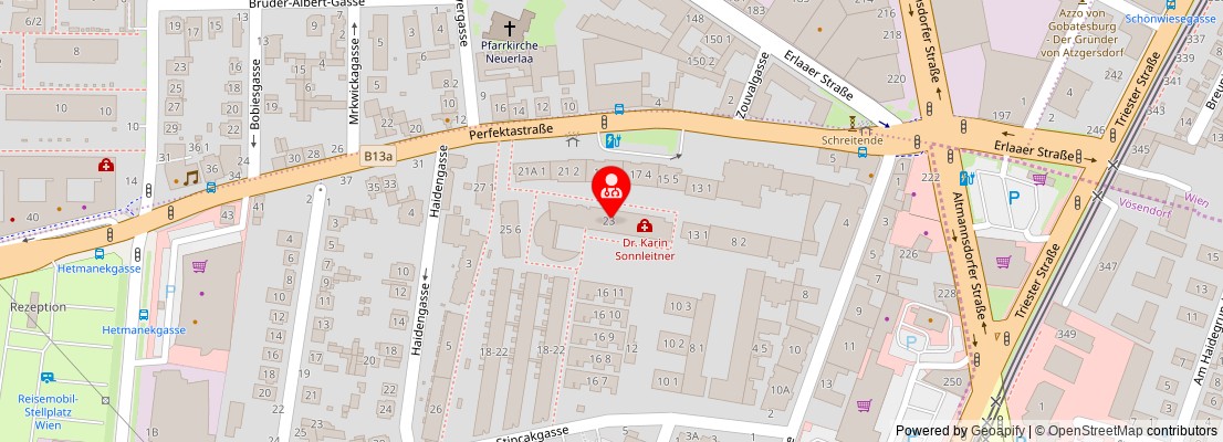 Street map section around the address