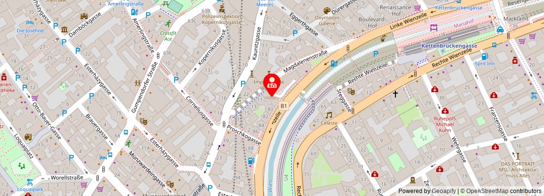 Street map section around the address