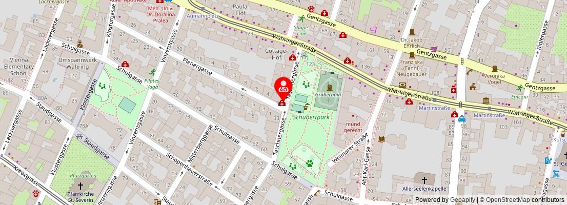 Street map section around the address