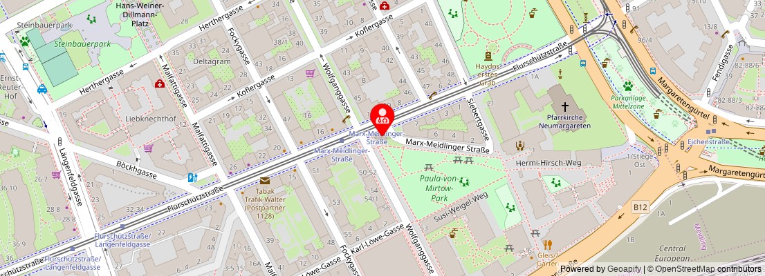 Street map section around the address