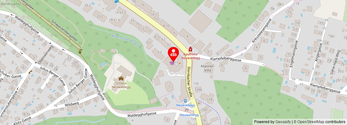 Street map section around the address