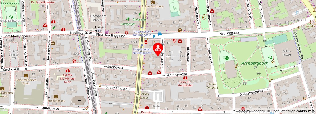 Street map section around the address