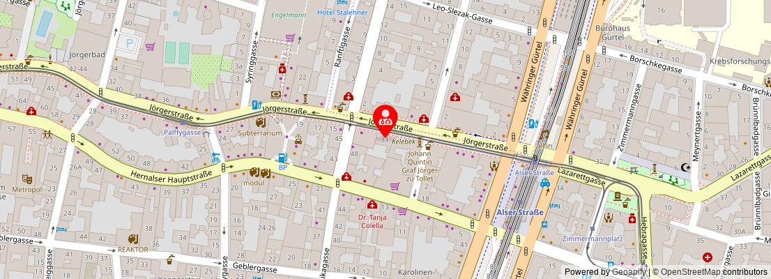 Street map section around the address