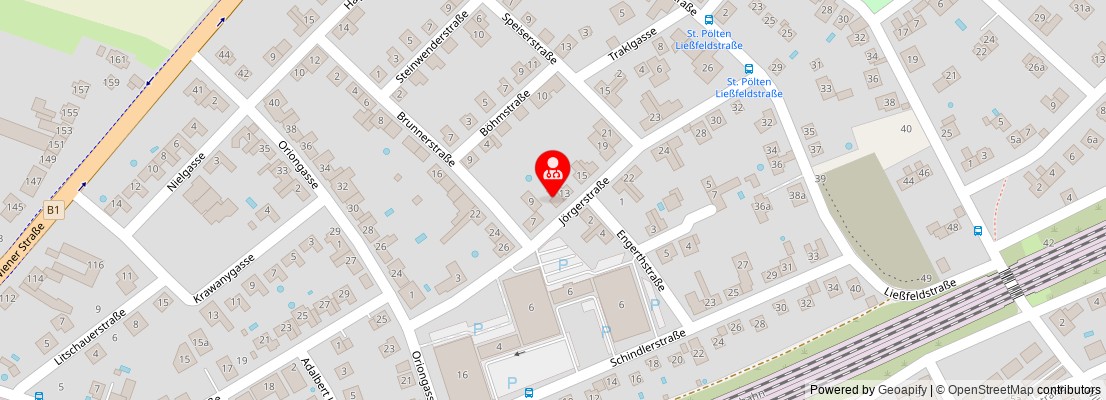 Street map section around the address