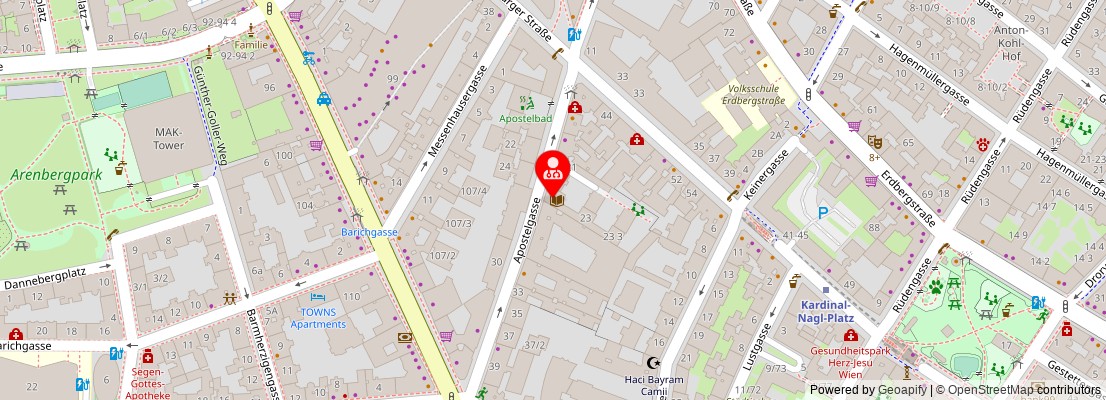 Street map section around the address