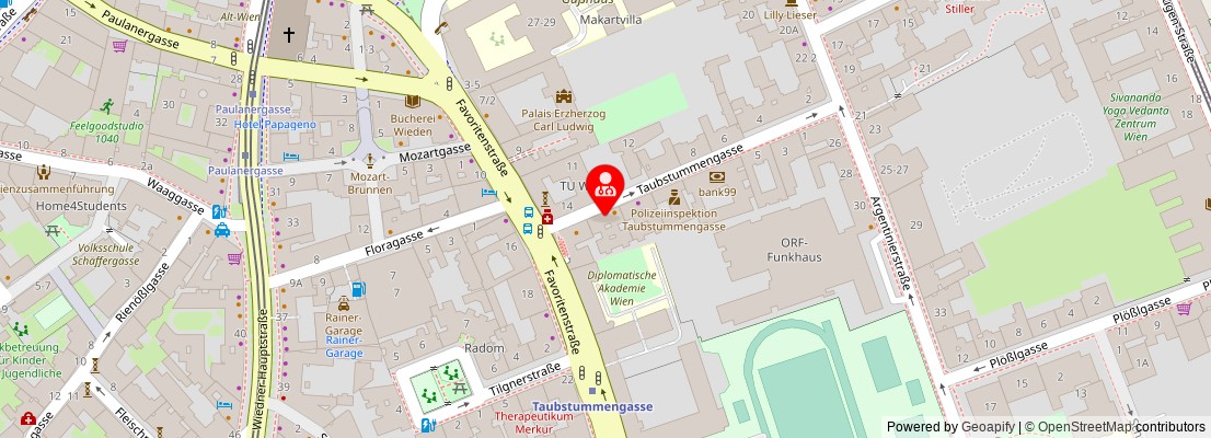 Street map section around the address