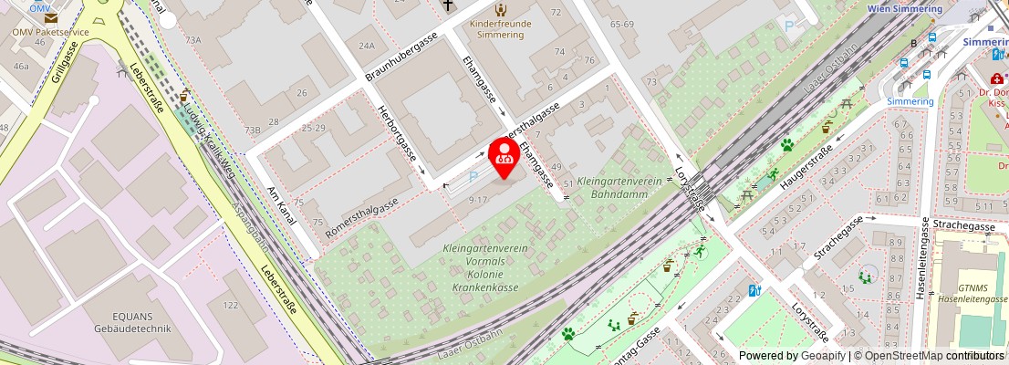 Street map section around the address