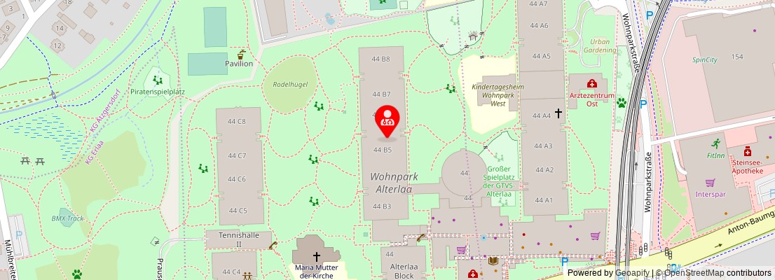 Street map section around the address