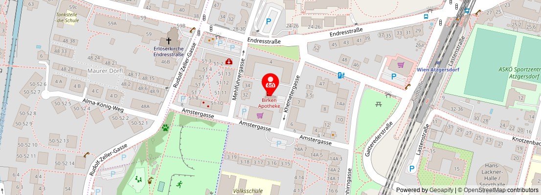 Street map section around the address
