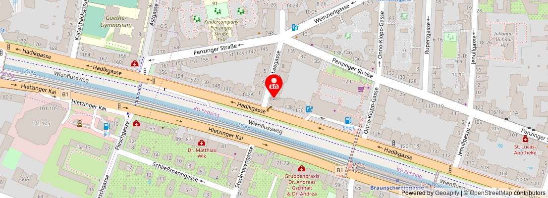 Street map section around the address