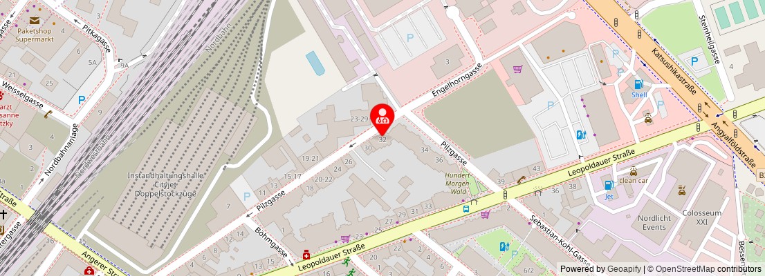 Street map section around the address