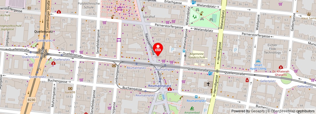 Street map section around the address