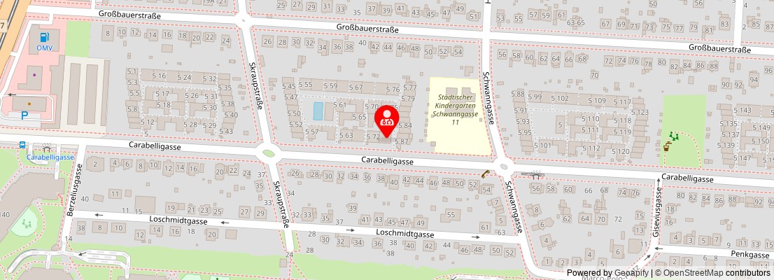 Street map section around the address