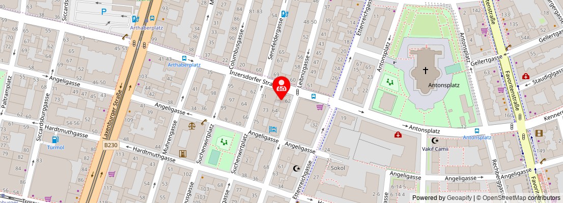 Street map section around the address