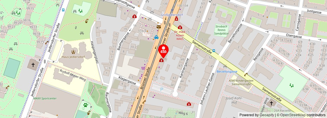 Street map section around the address