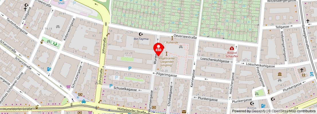 Street map section around the address