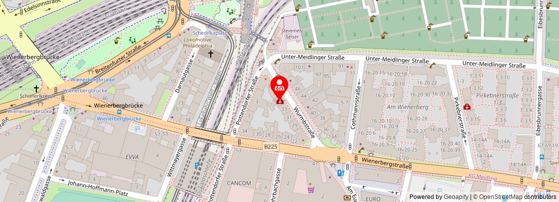 Street map section around the address