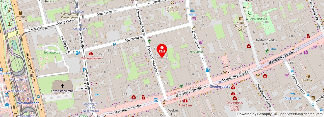 Street map section around the address