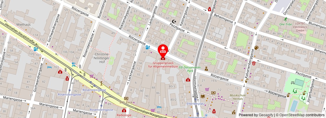 Street map section around the address