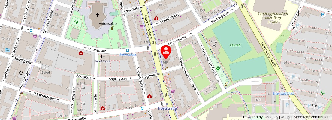 Street map section around the address