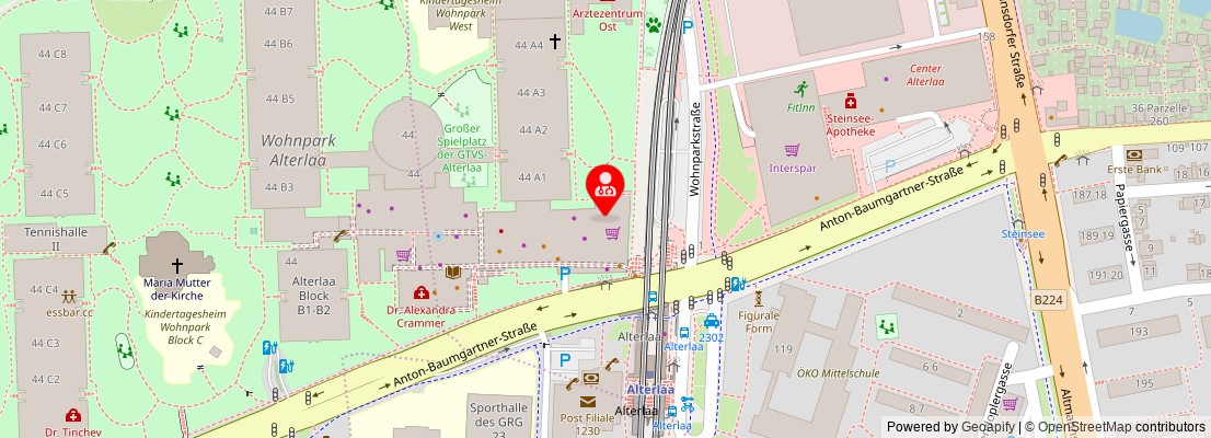 Street map section around the address