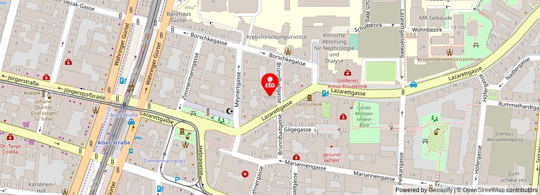 Street map section around the address