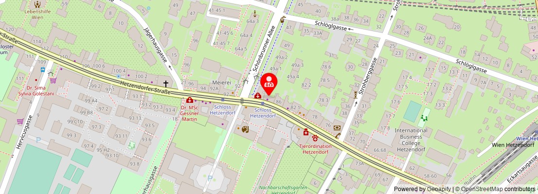 Street map section around the address