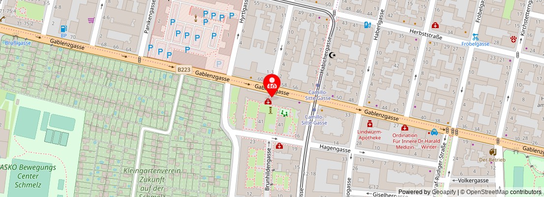 Street map section around the address