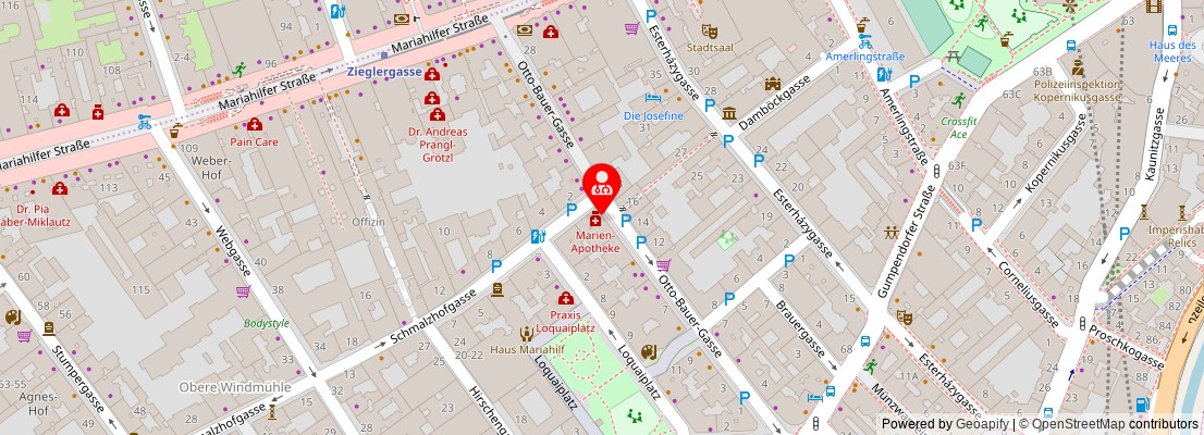 Street map section around the address