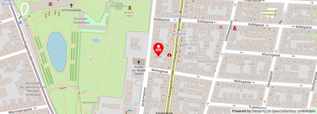 Street map section around the address