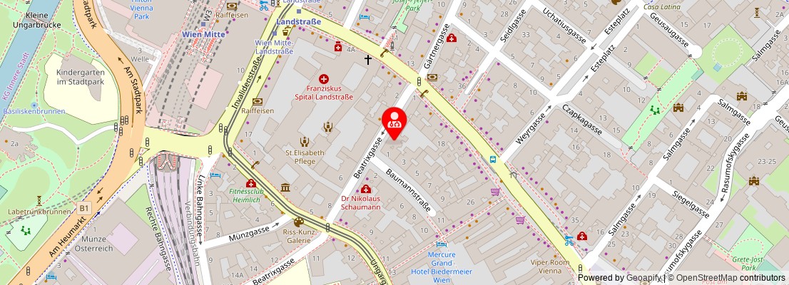 Street map section around the address