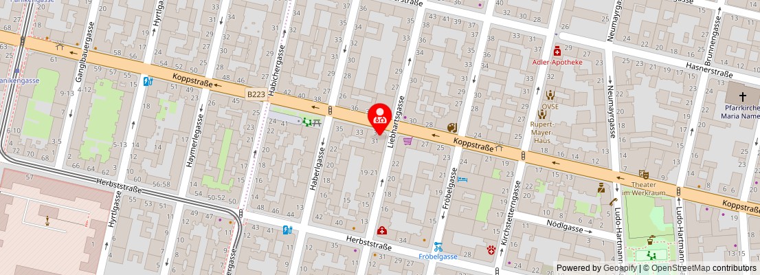 Street map section around the address