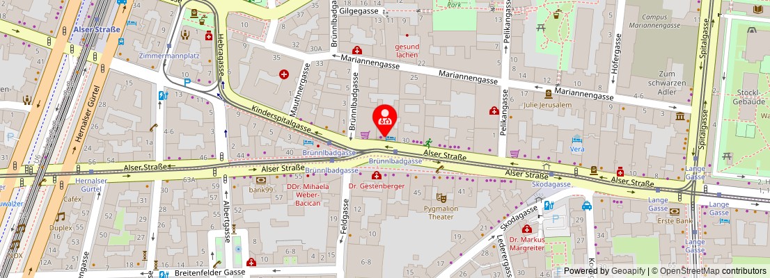 Street map section around the address