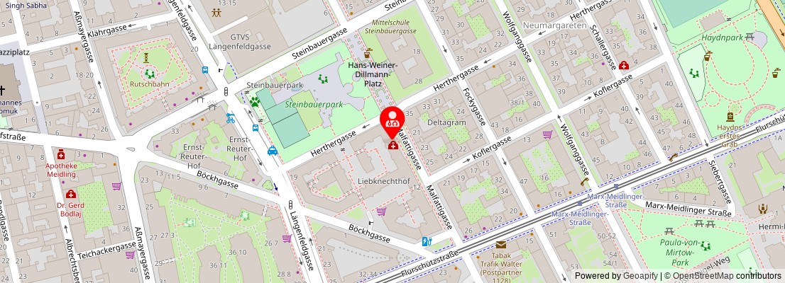 Street map section around the address